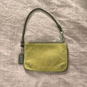 Tan suede Coach wristlet